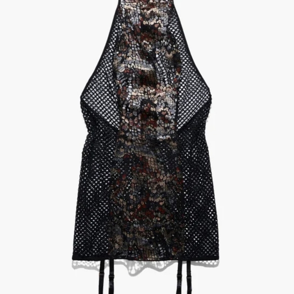 Savage x fenty Cold Hearted Snake lace slip with garter - Picture 2 of 9